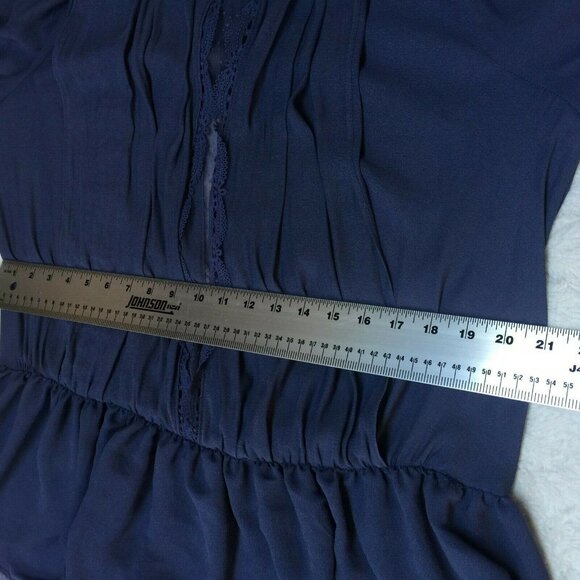 Free People Women's The Soul Serene Top Blouse Medium Long Sleeve Blue Boho - Picture 6 of 7